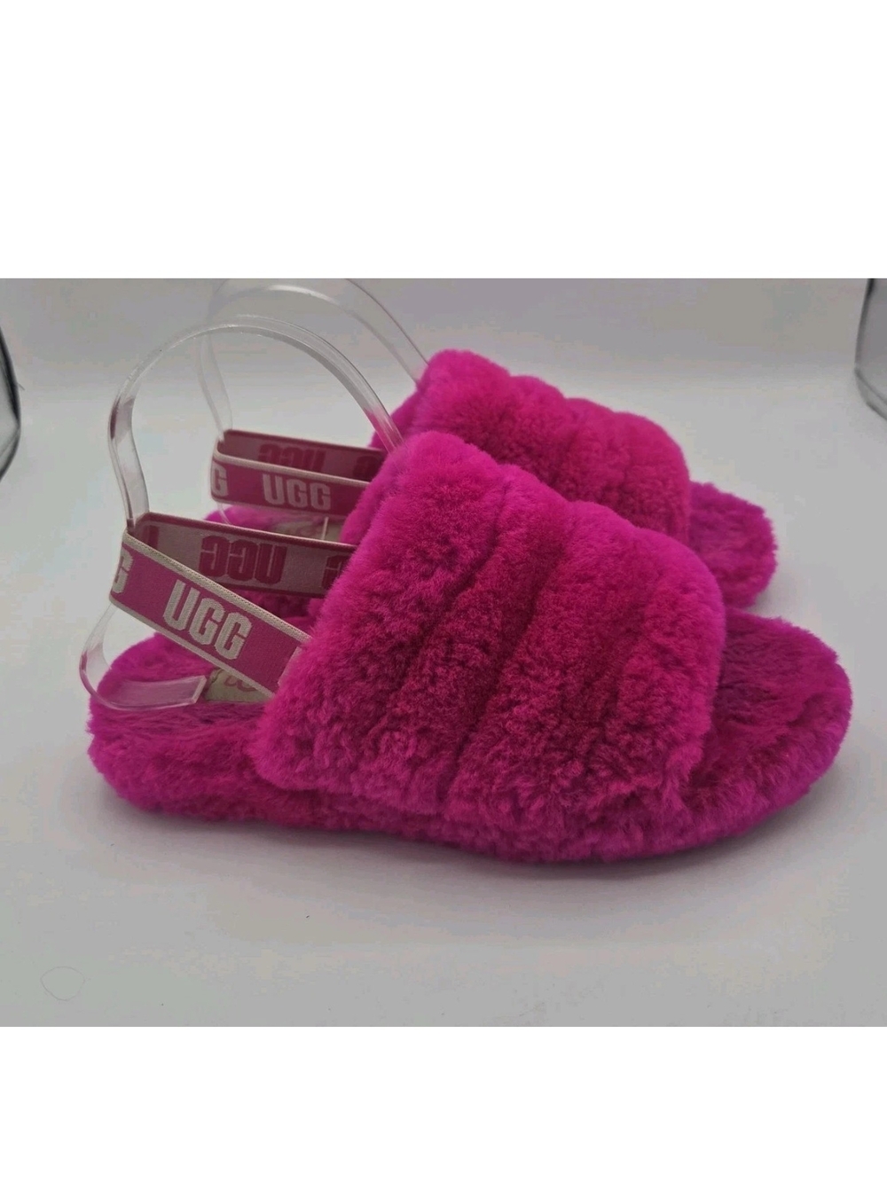 UGG Kids Fluff Yeah Slide In Rock Rose Slipper Hot Pink Girls Size 4